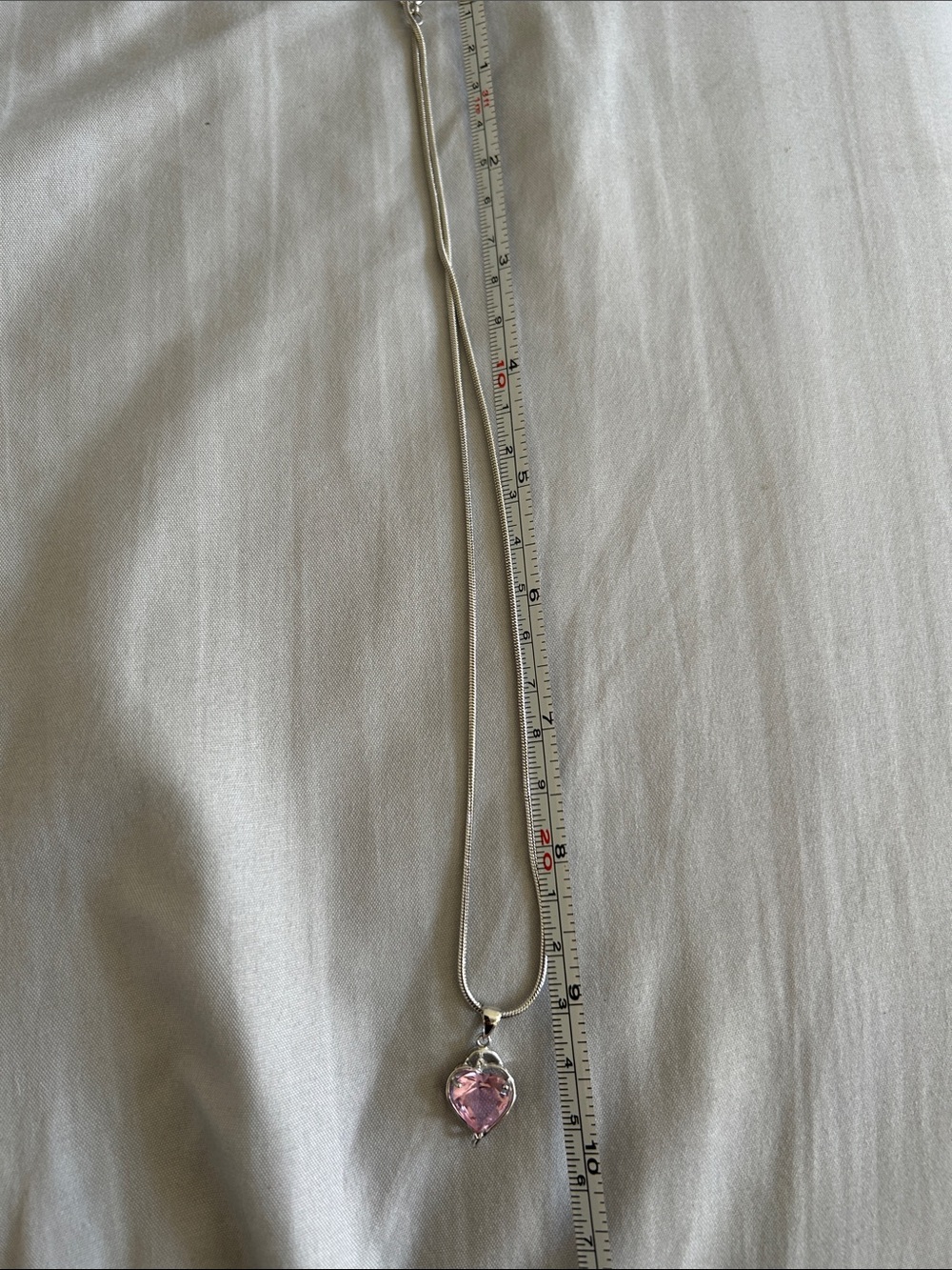 Silver Necklace with Pink Heart Pendant